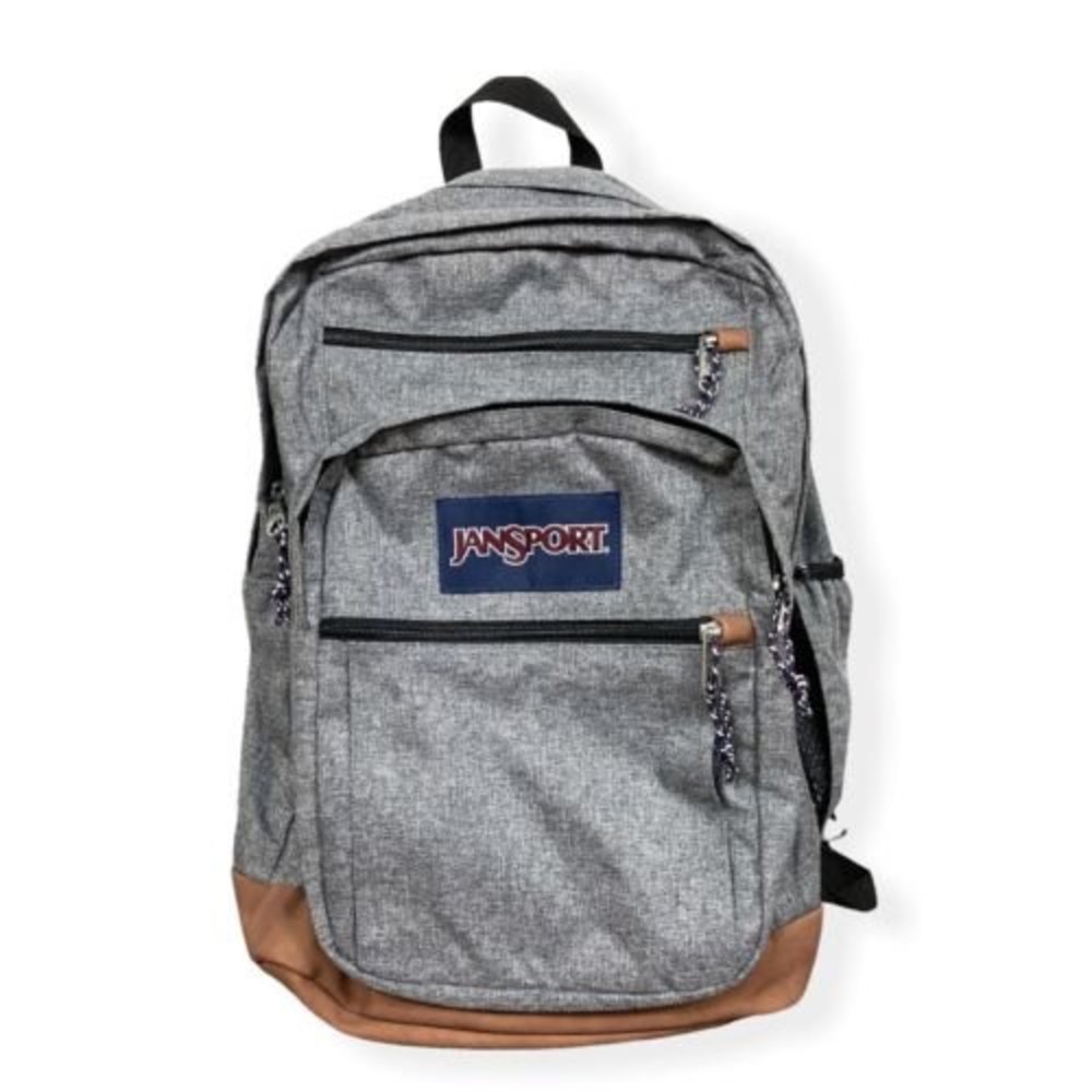 JanSport Cool Student Grey Letterman Poly One Size Backpack - Picture 1 of 12